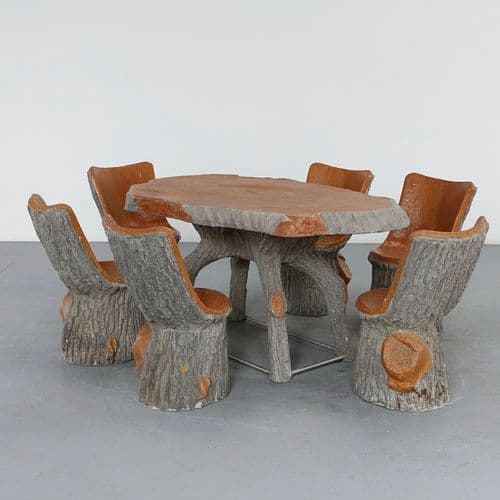 Faux Bois Outdoor Dining Set, 1960s