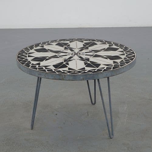 Round Black and White Mosaic Coffee Table, 1960s