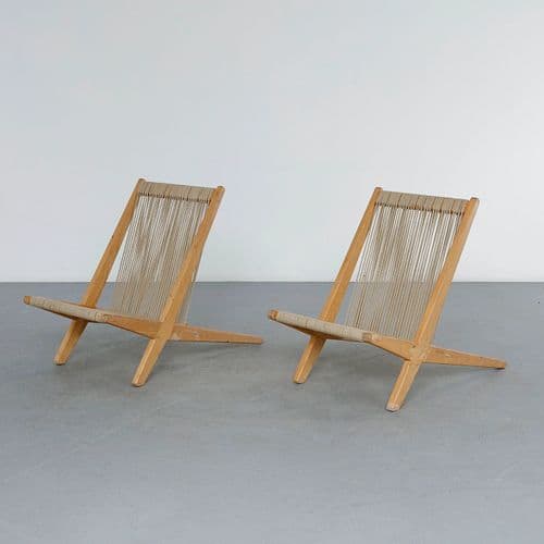 Pair of Danish Chairs in Pine and Papercord in the style of Poul Kjaerholm and Jorgen Hoj, 1960s