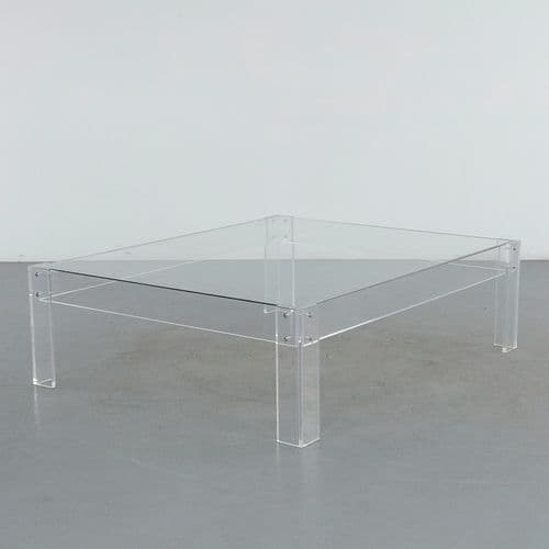 Lucite Coffee Table with Glass Top, 1970s