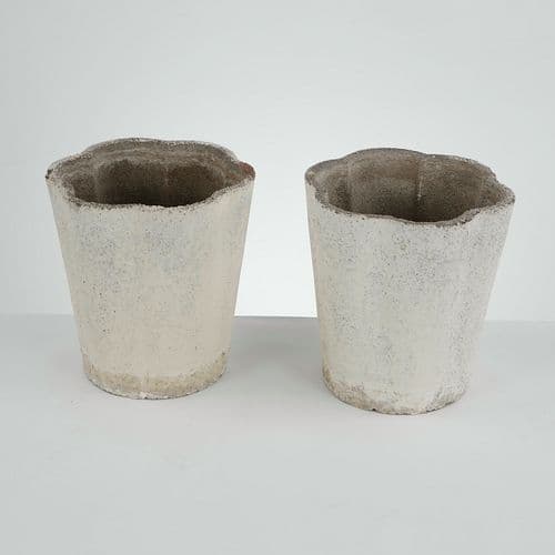 Pair of Scalloped Fiber Cement Planters, 1960s
