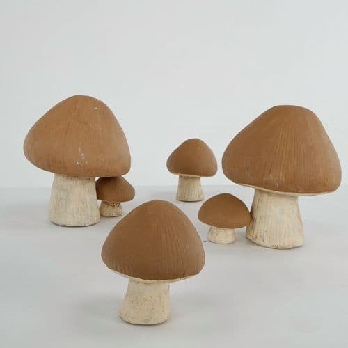 Set of Six Cast Stone Garden Mushrooms, 1960s