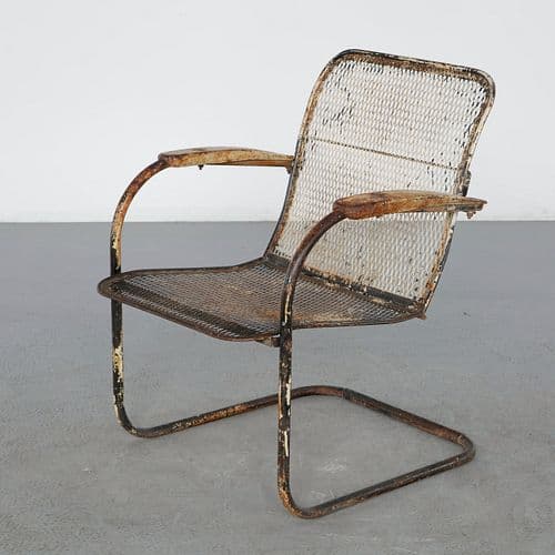 Outdoor Mesh Lounge Chair in the style of Woodard, 1950s