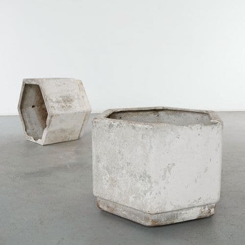 Willy Guhl, Pair of Hexagonal Concrete Planters, 1960s
