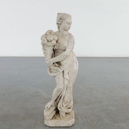 Classical Garden Statue of a Maiden with Cornucopia, 20th Century