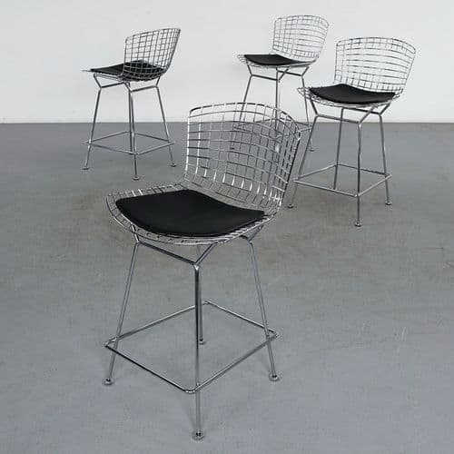 Set of Four Knoll Bertoia Steel Bar Stools