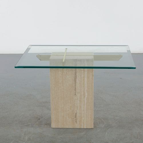 Artedi, Travertine and Glass and Brass Coffee Table, 1970s