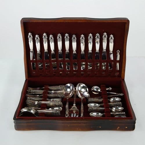 Georg Jensen, Acorn Sterling Silver Flatware, Solid Approximately 3030 Grams