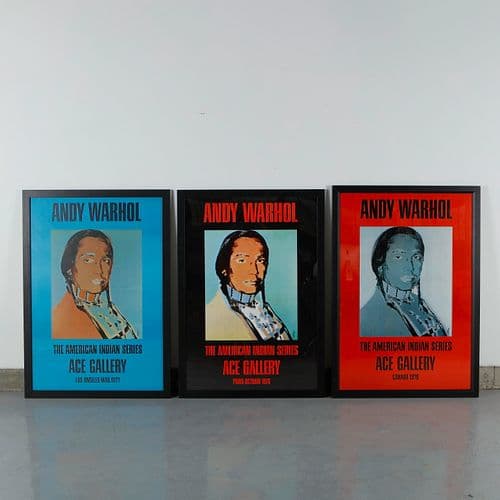 Andy Warhol, The American Indian Series, Set of Three Exhibition Posters for Ace Gallery, 1976â€“77