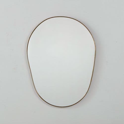 Italian Brass Mirror, Organic Egg Form, 1950s