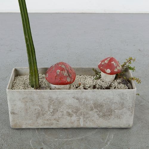 Pair of Weathered Composite Stone Garden Mushrooms