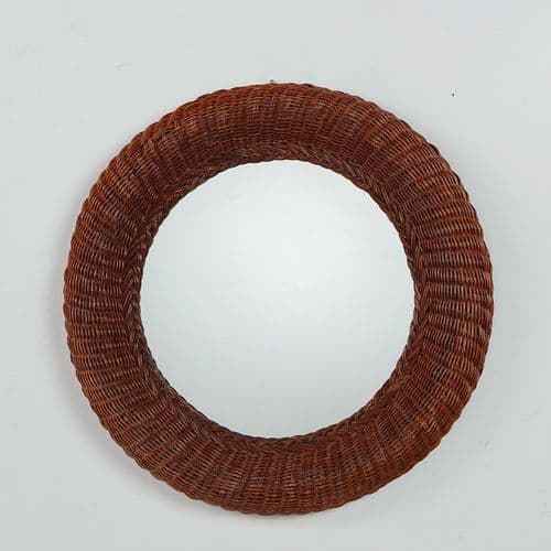 Woven Wicker Mirror, Mid-Century