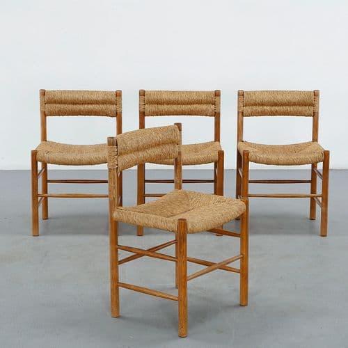 Charlotte Perriand, Set of Four Dordogne Dining Chairs, 1950s