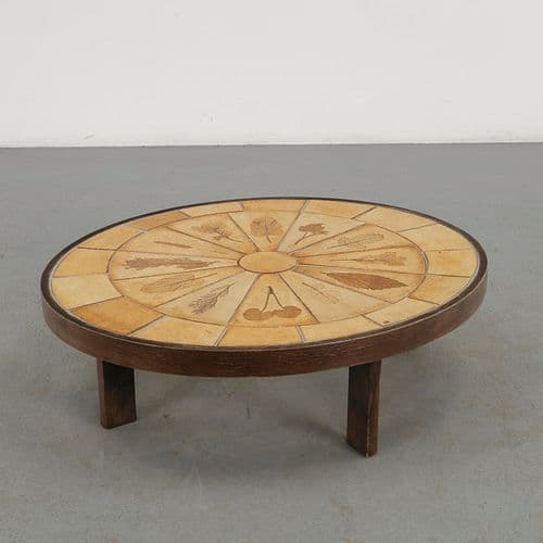 Roger Capron, Ceramic Oval Coffee Table, 1960s