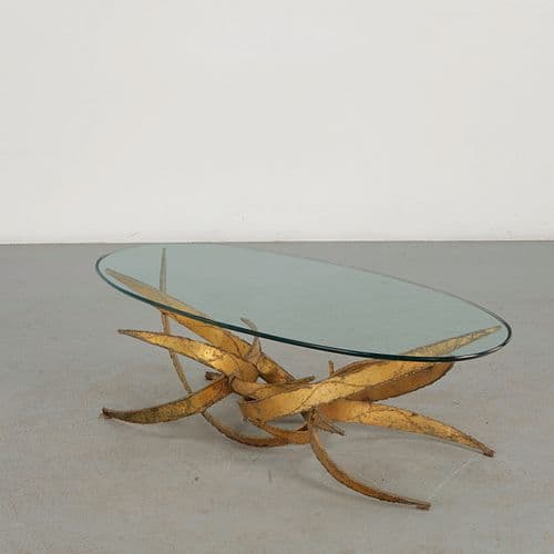 Silas Seandel, Gilt Bronze and Glass Sculptural Coffee Table, 1970s