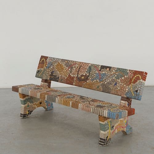 Mosaic Bench with Abstract Motif, 1960s