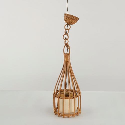 Louis Sognot, Rattan Lantern Pendant Lamp, 1960s