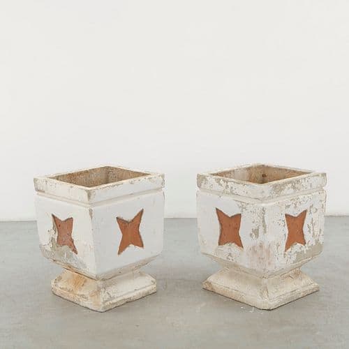 Pair of Monumental Concrete Planters with Star Motif, 1960s