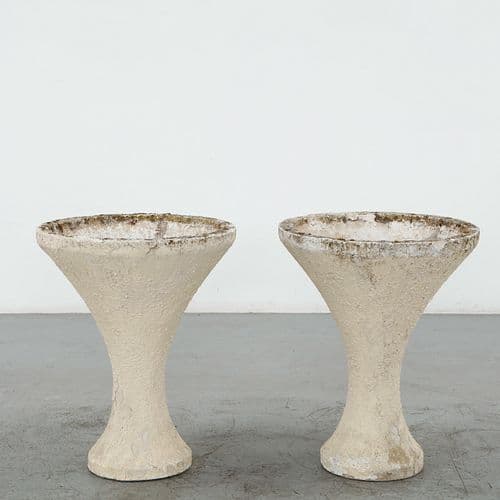 Pair of Tall Conical Cast Concrete Planters, 1960s