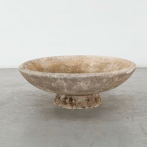 Monumental Cast Stone Bowl on Pedestal, 1960s