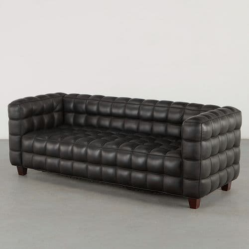 Josef Hoffmann, Black Leather Kubus Sofa