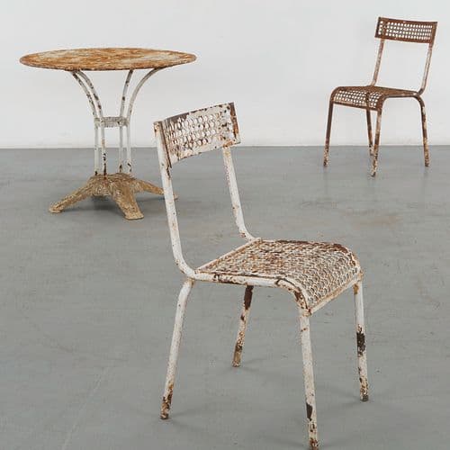 Parisian Outdoor Dining Set with Two Renee Malaval Chairs, 1960s