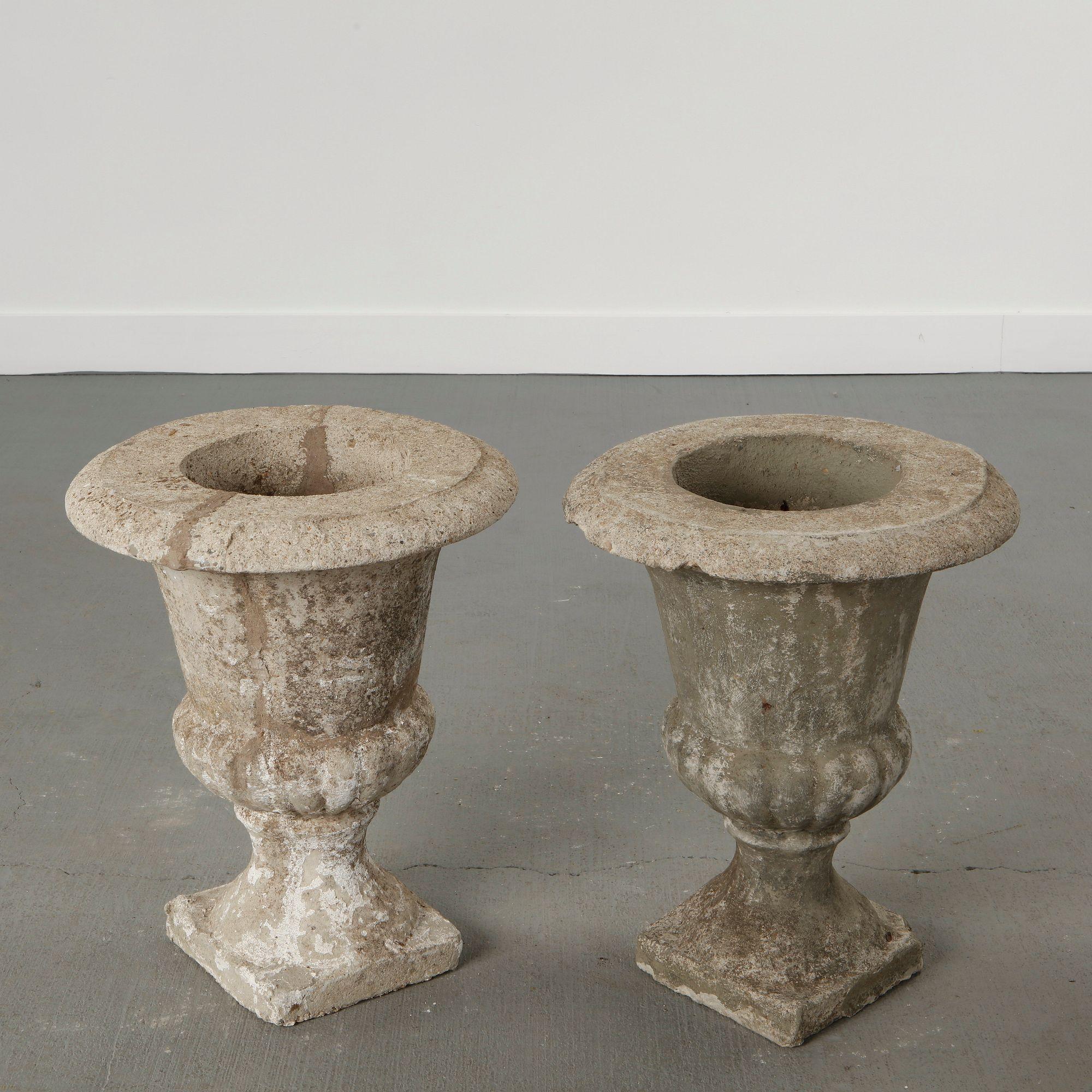 Pair of Cast Stone Urn Planters, 1960s