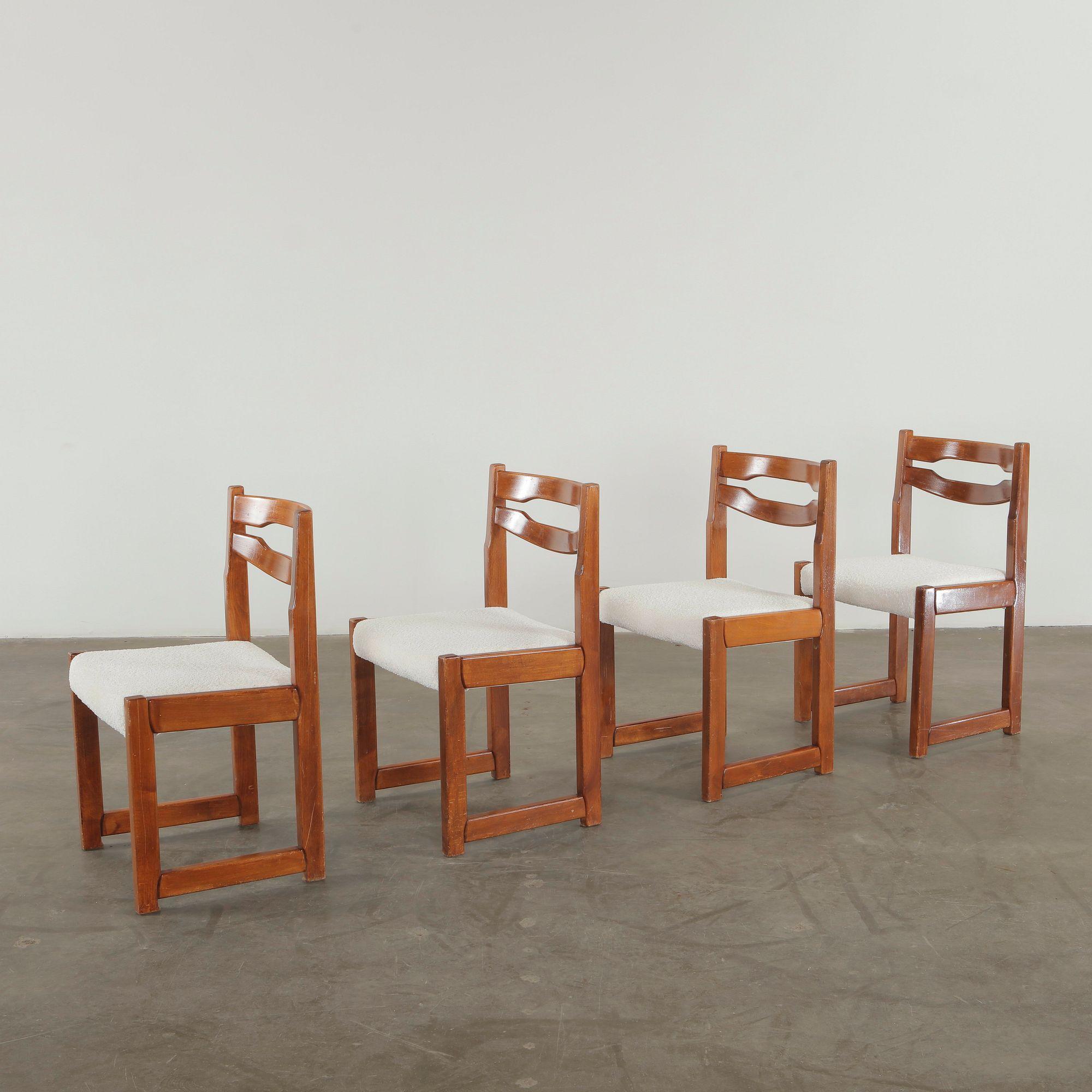 Set of Four Wool and Wood Chairs in the style of Niels Moller for J.L Moller, 1960s