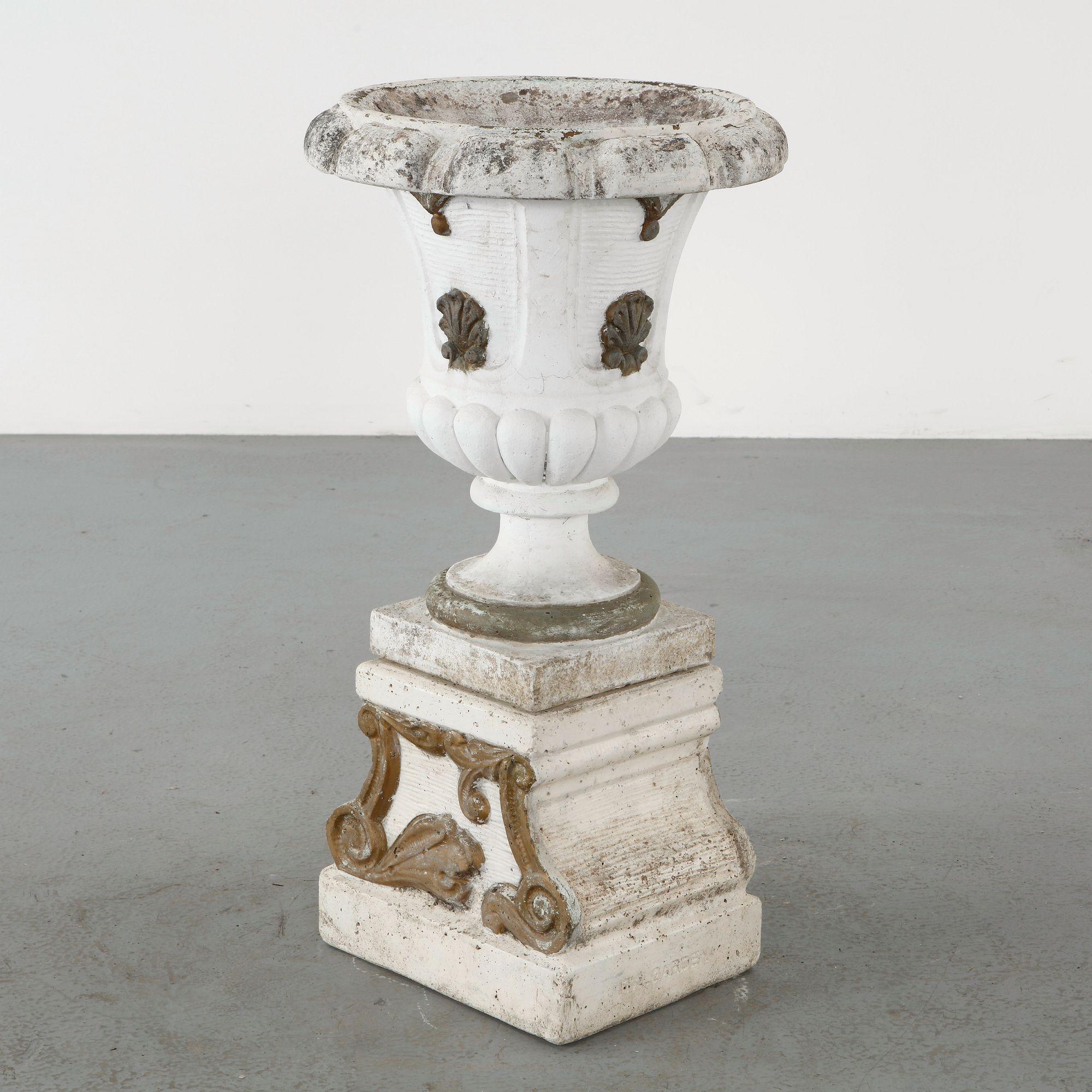 Italgarden, Stone Urn Planter on Stand, 1950s
