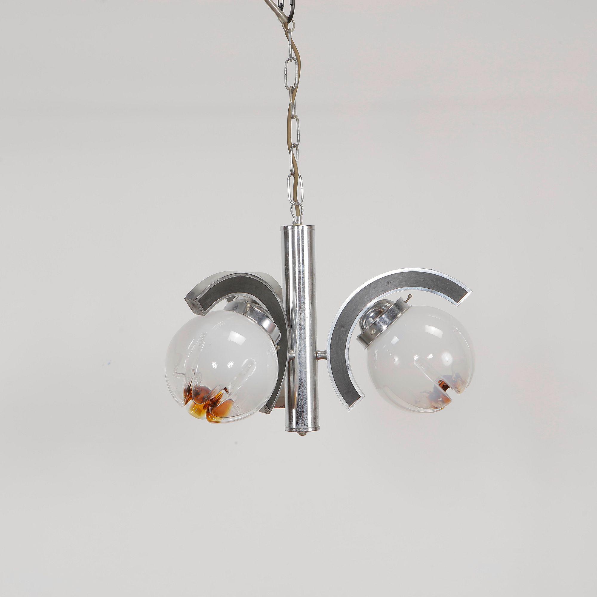 Murano Glass Mazzega Three-Branch Pendant Light, 1970s