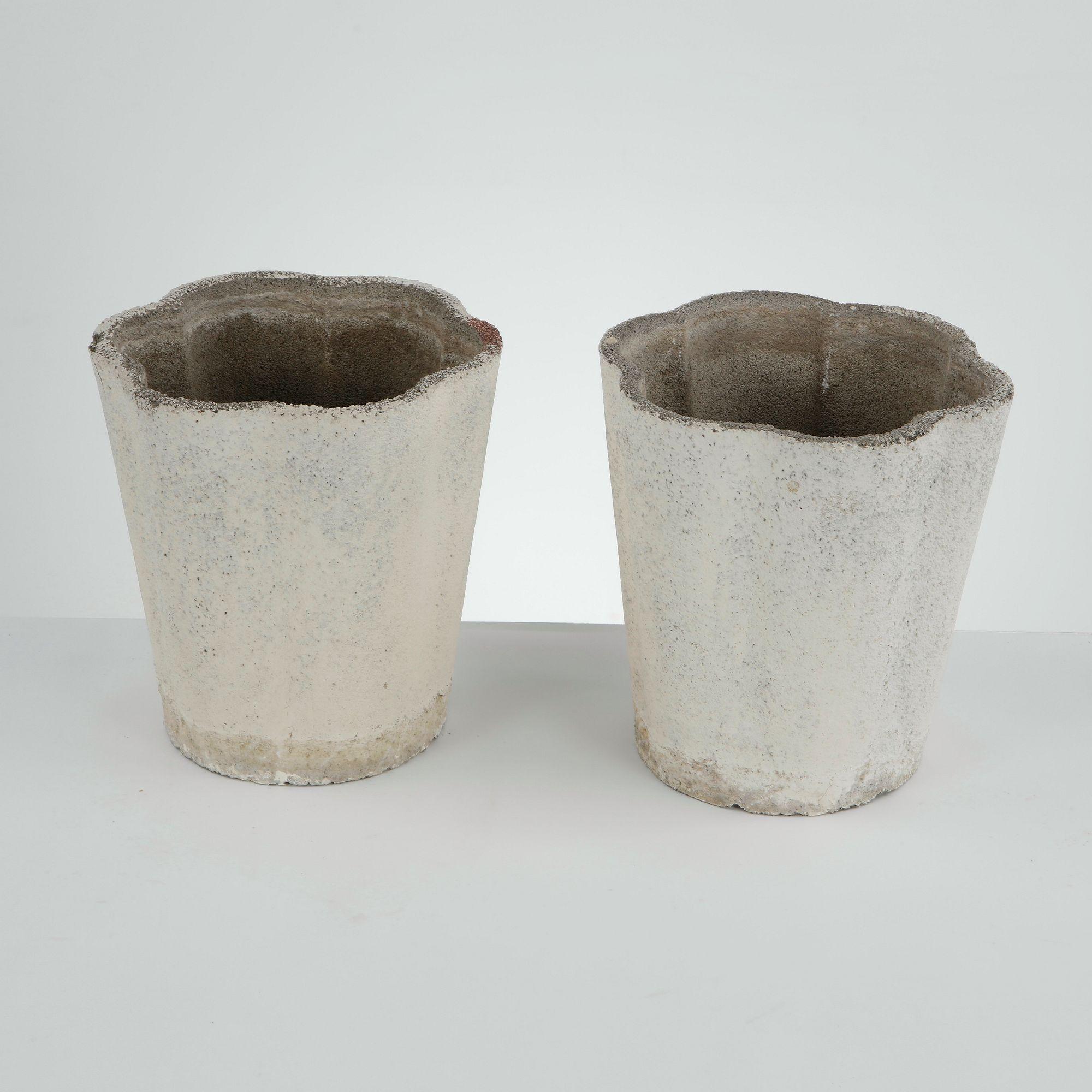 Pair of Scalloped Fiber Cement Planters, 1960s