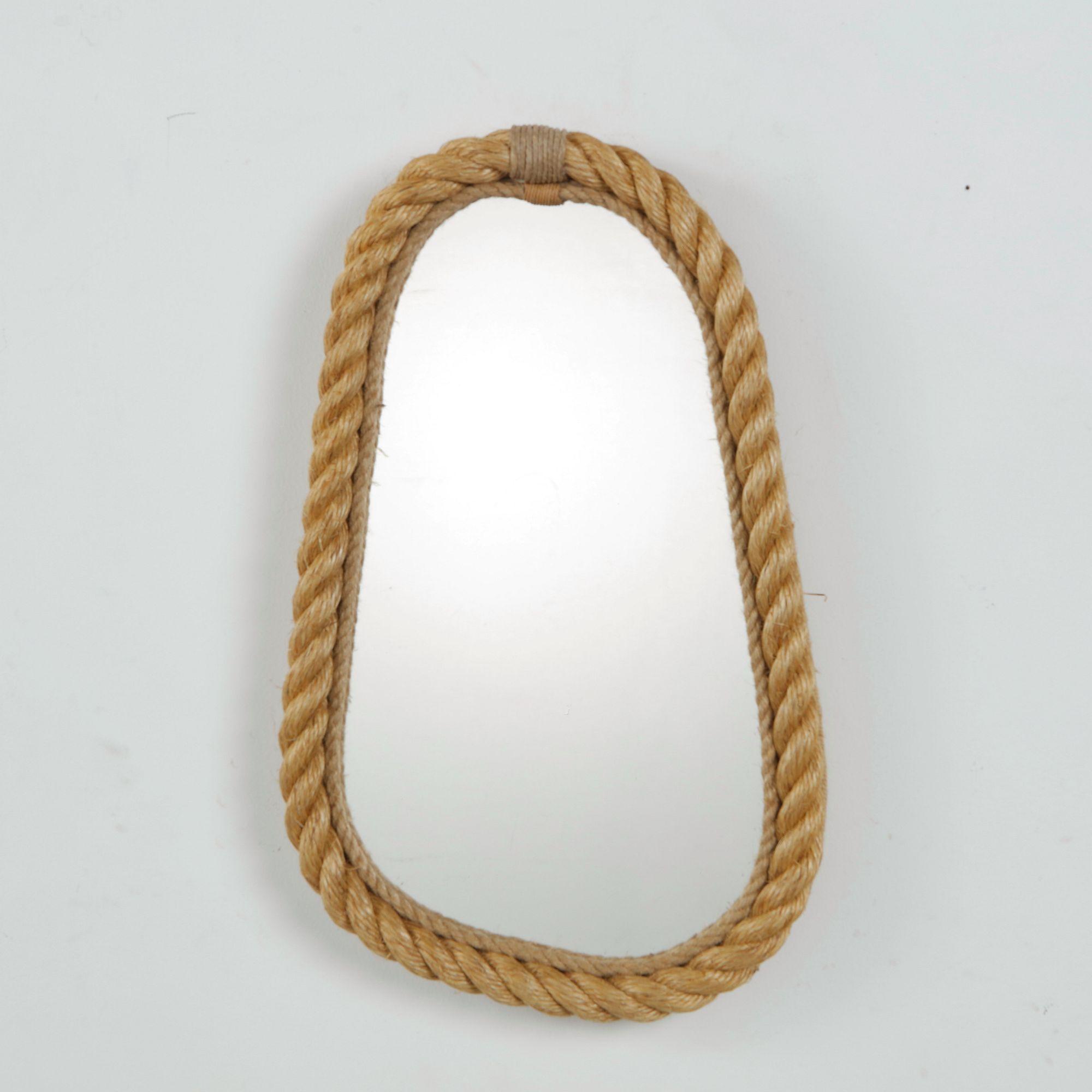 Audoux Minet, Rope-Wrapped Oval Mirror with Knot Detail, Mid-Century