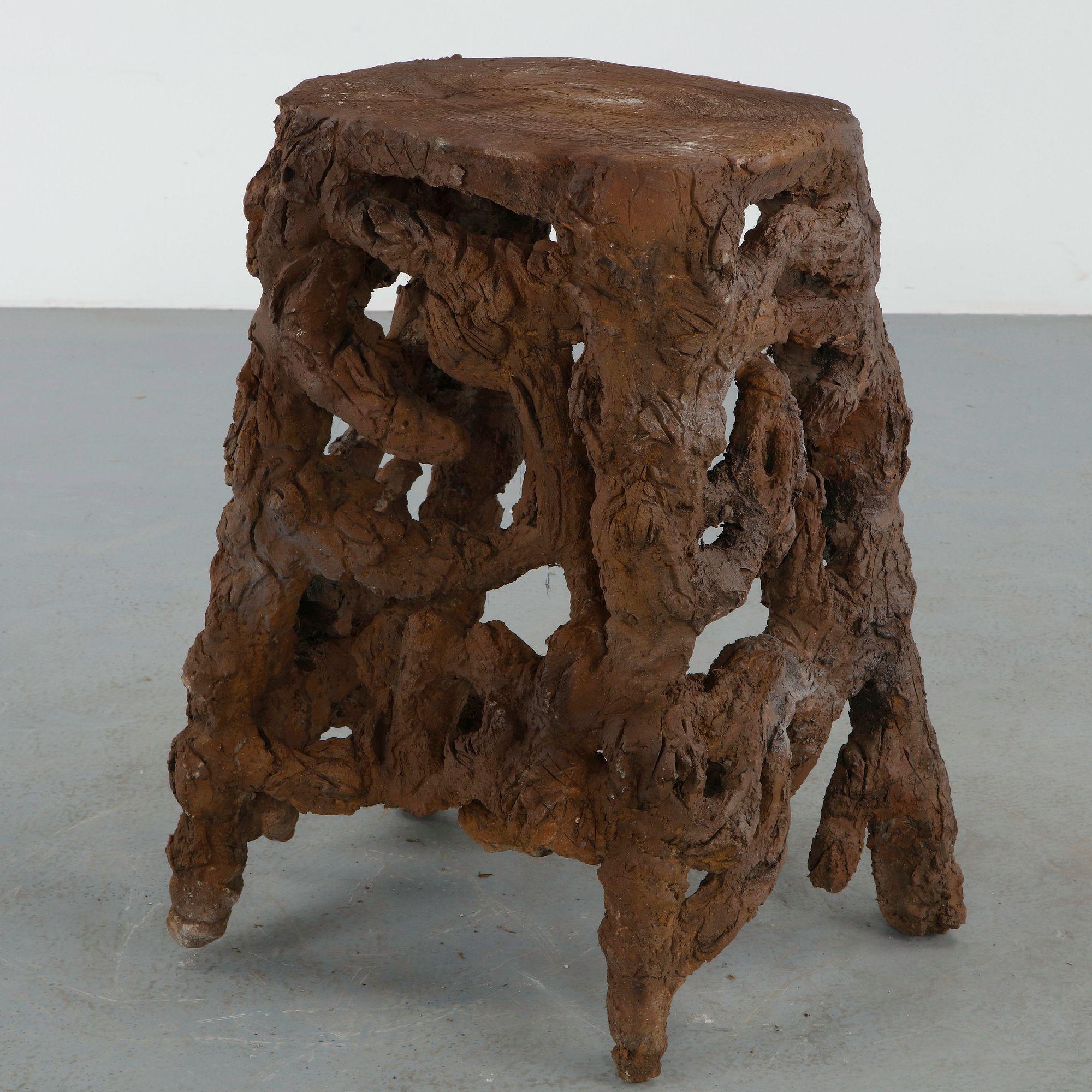 Sculptural Faux Bois Side Table