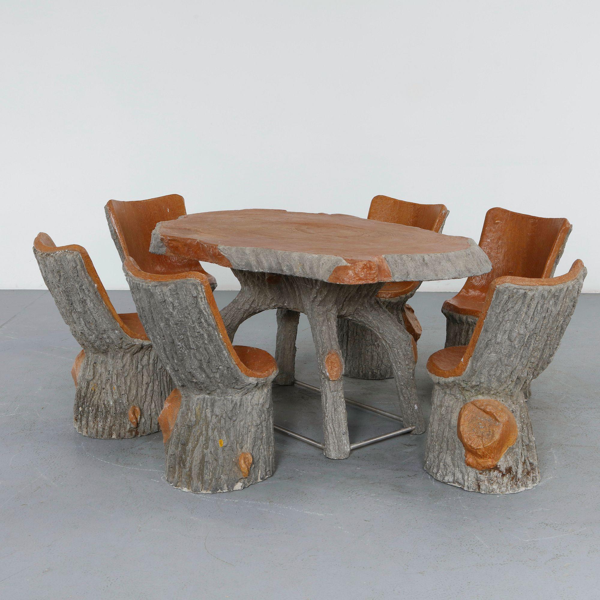 Faux Bois Outdoor Dining Set, 1960s