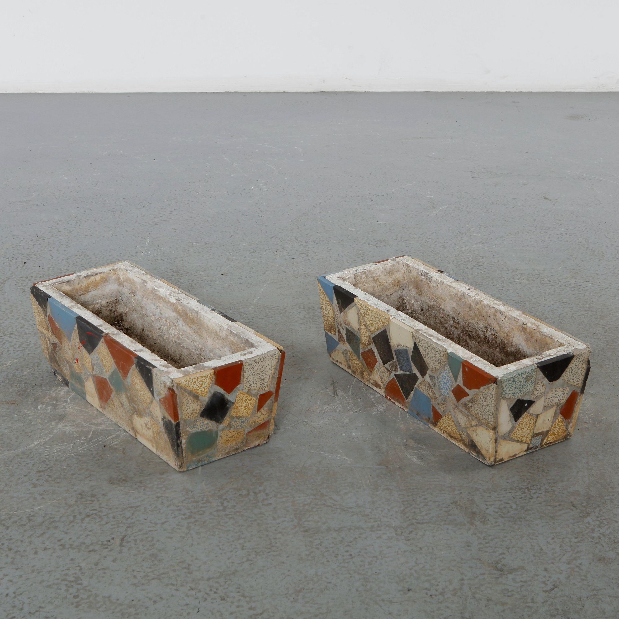 Pair of Mosaic Tile Planters, 1960s