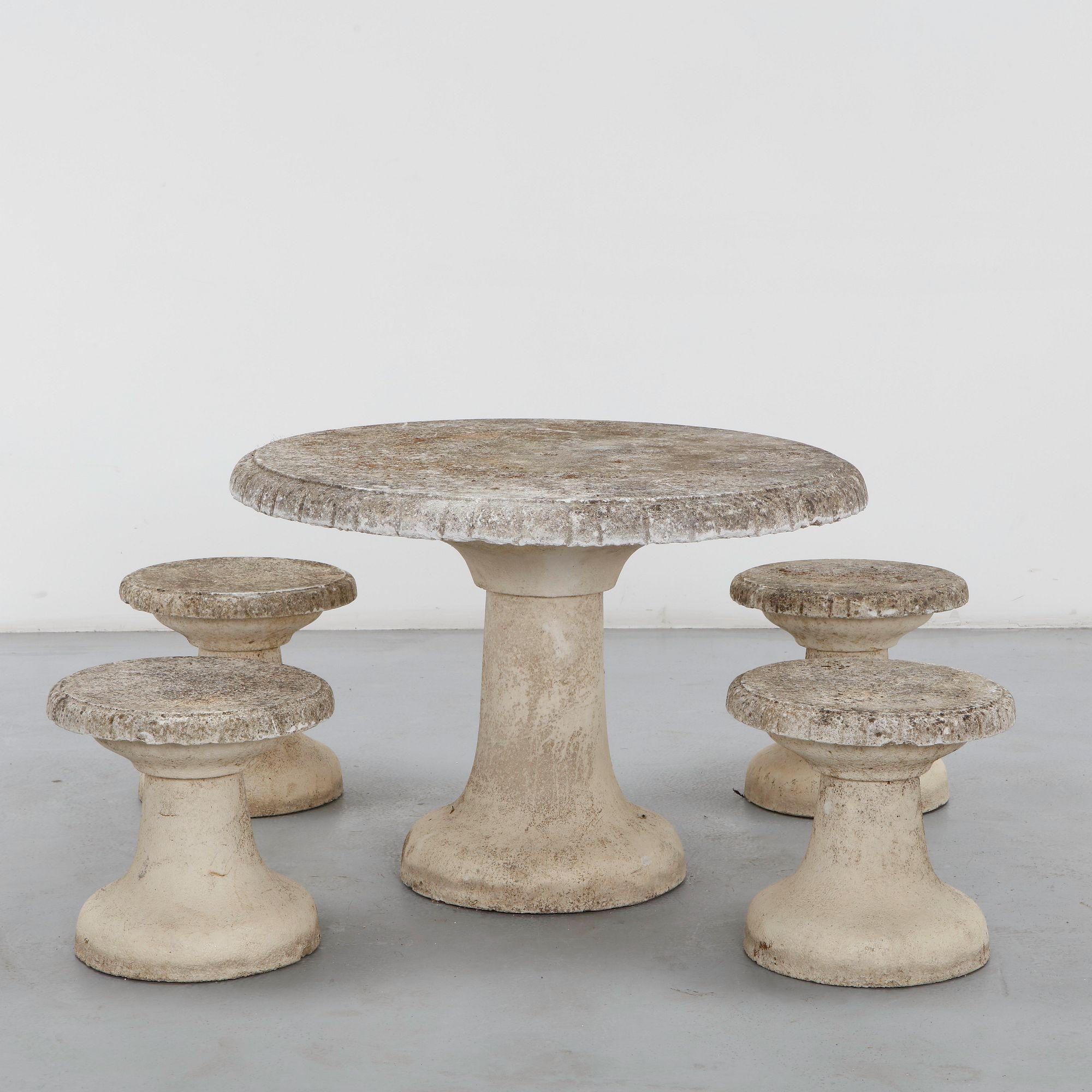 Angelo Mangiarotti, Stone Outdoor Garden Set, 1960s