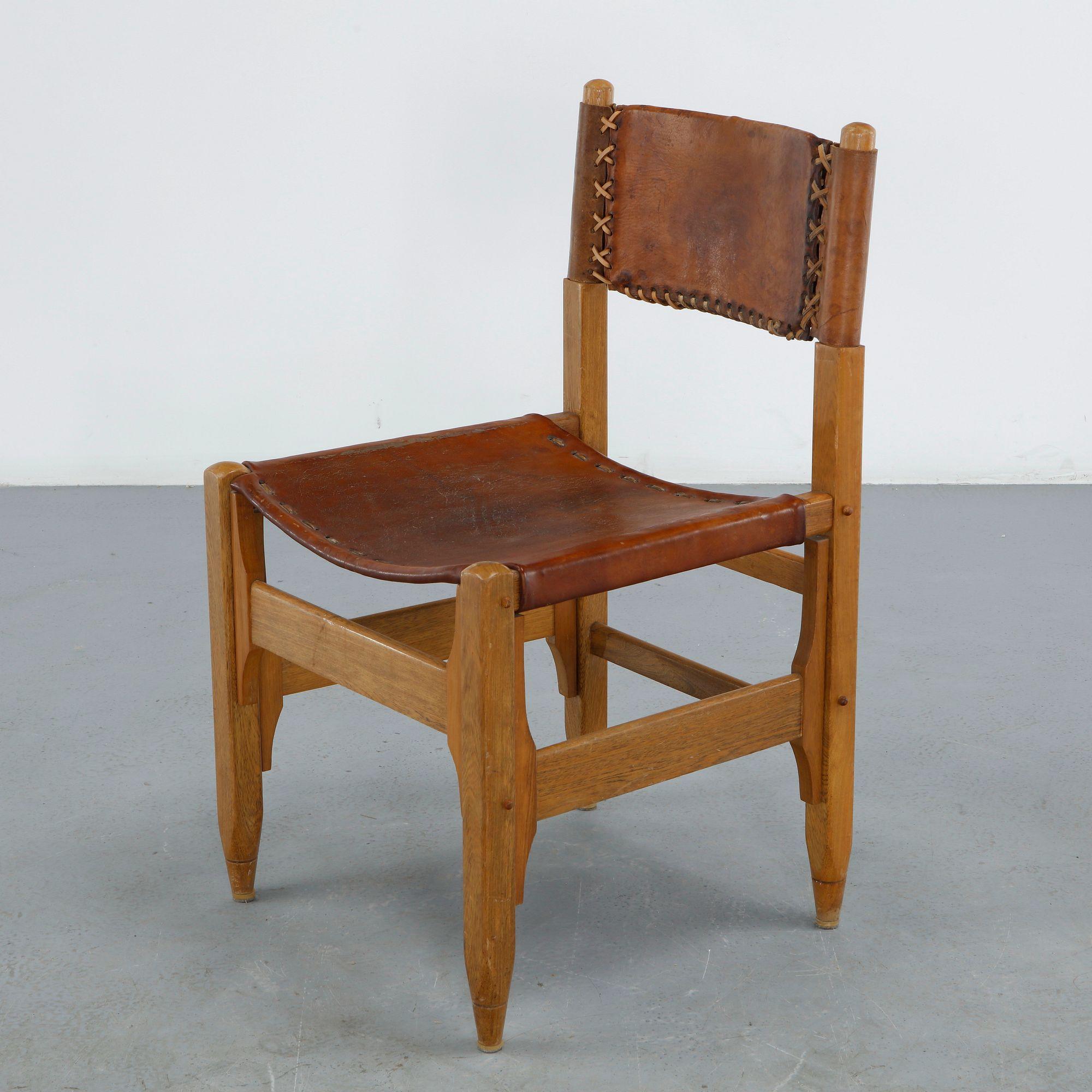 Biermann Werner for Arte Sano, Tanned Saddle Leather & Teak Chair, 1960s