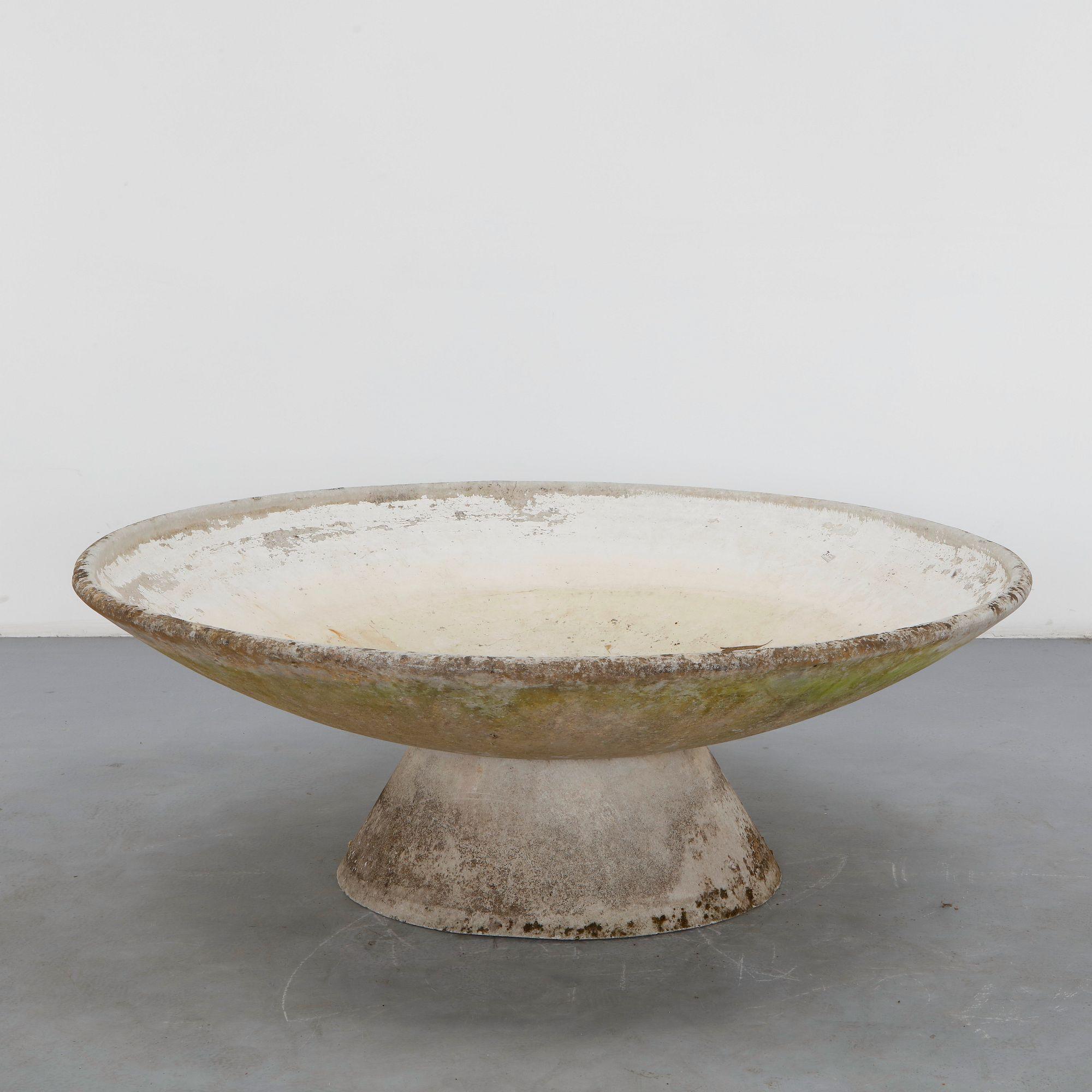 Willy Guhl, Monumental Bowl Planter on Concrete Stand, 1960s