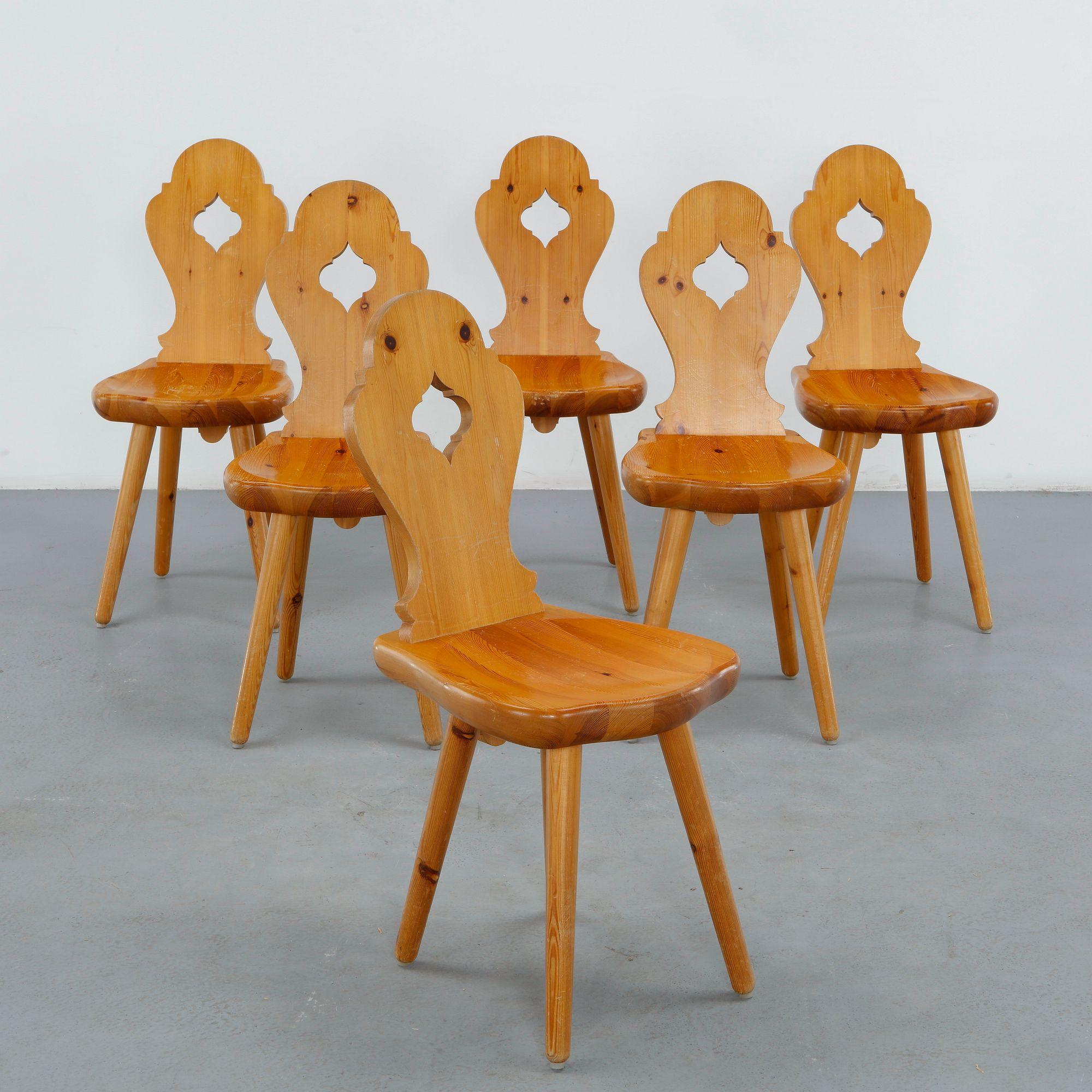 Set of Six French Tiroler Chairs, 1960s