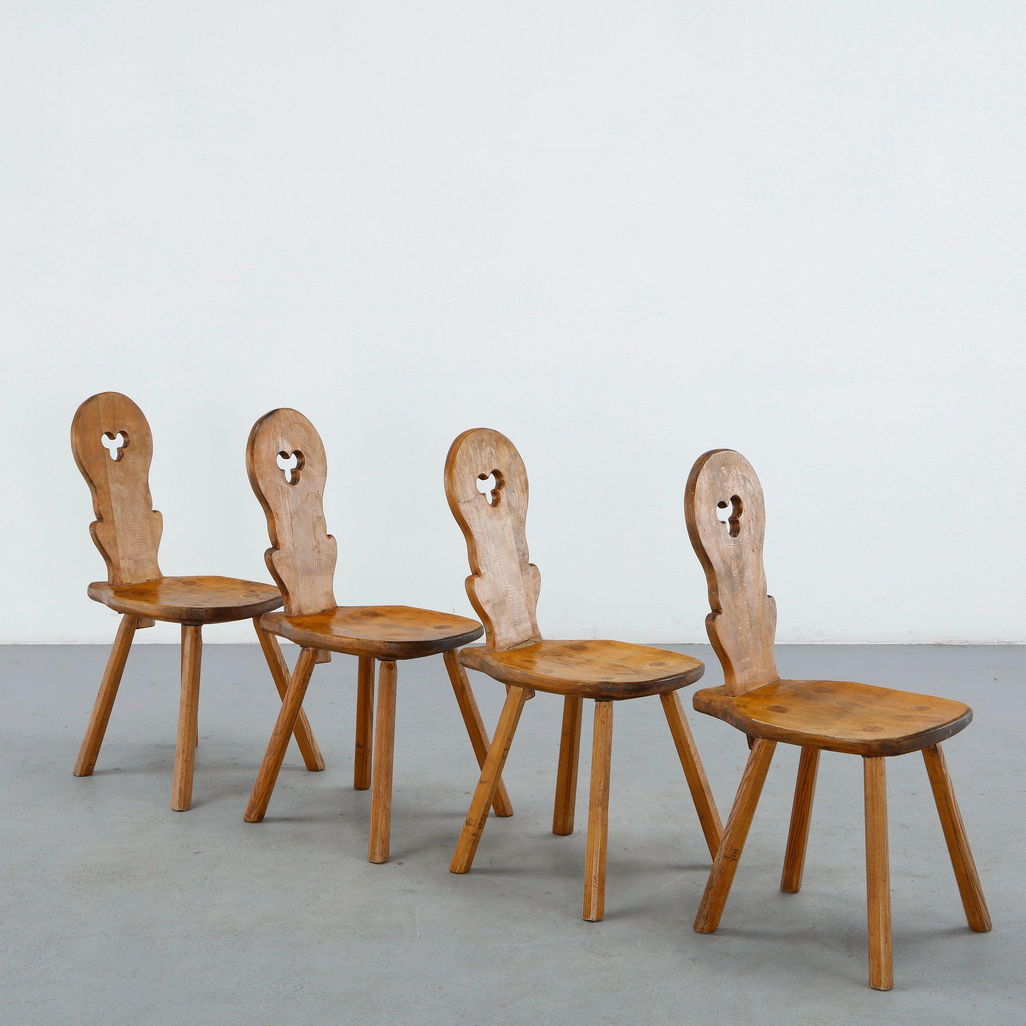 Set of Four French Tiroler Chairs, 1960s