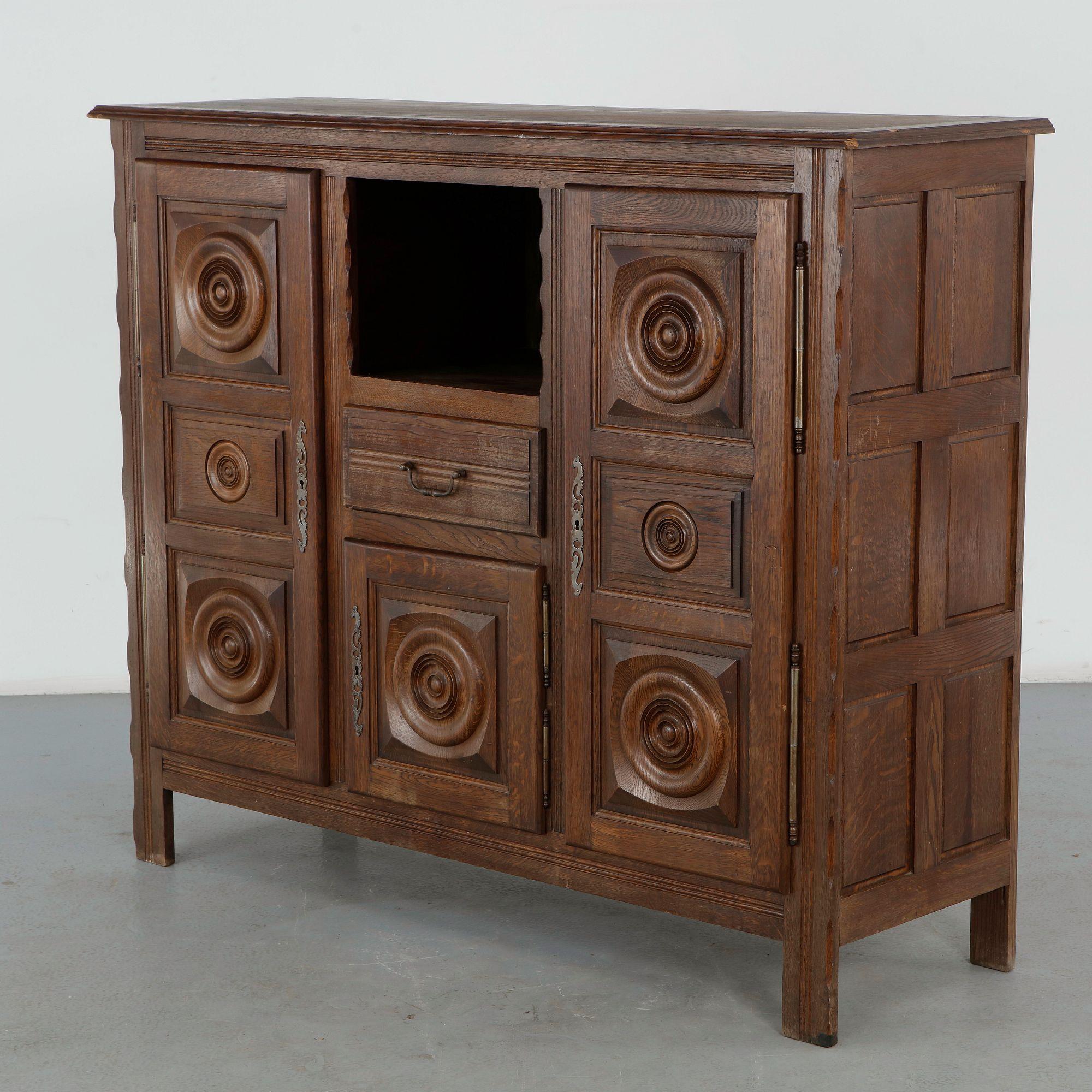 Charles Dudouyt, Oak Sideboard, 1940s