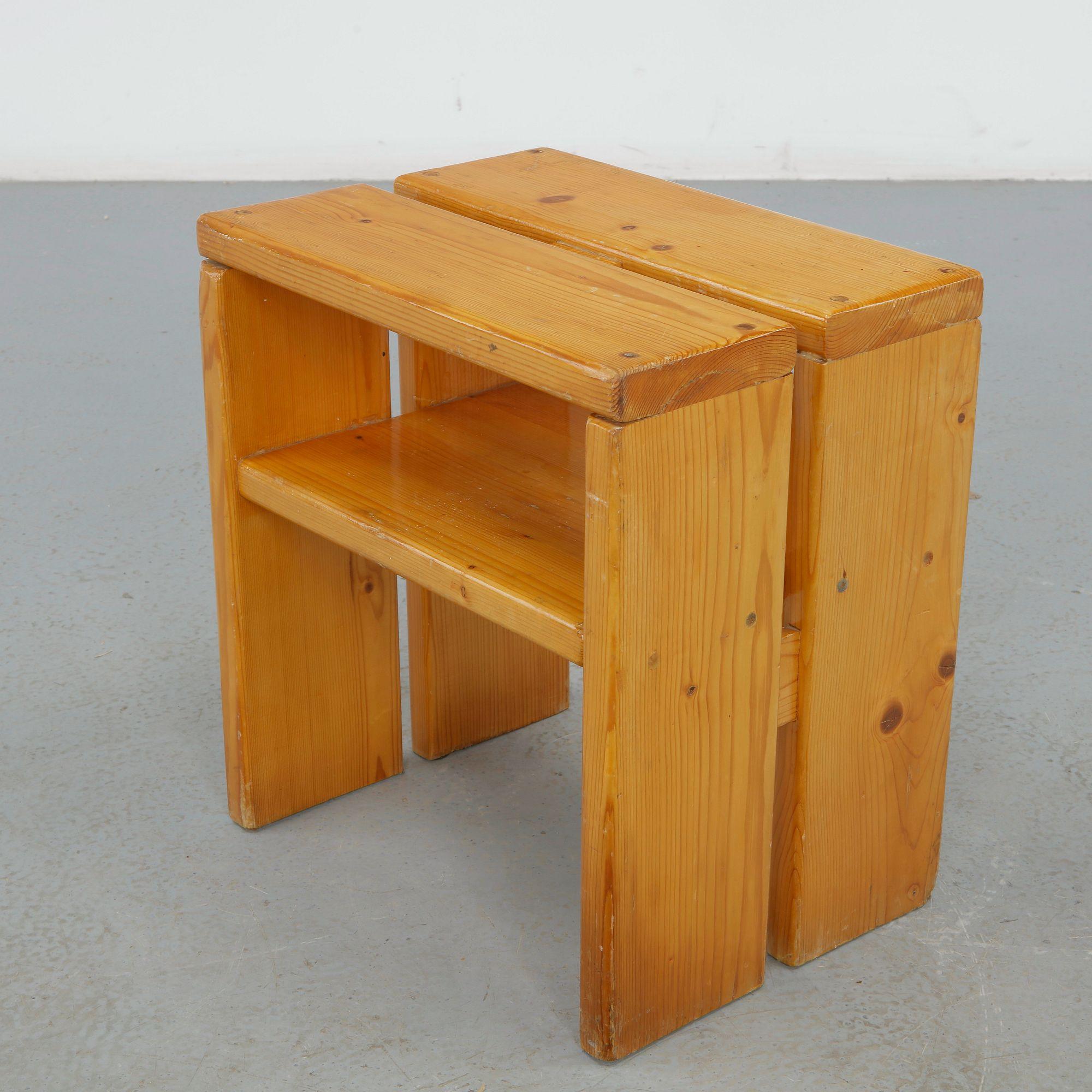 Charlotte Perriand for Les Arcs 1600, Pine Stool, 1960s