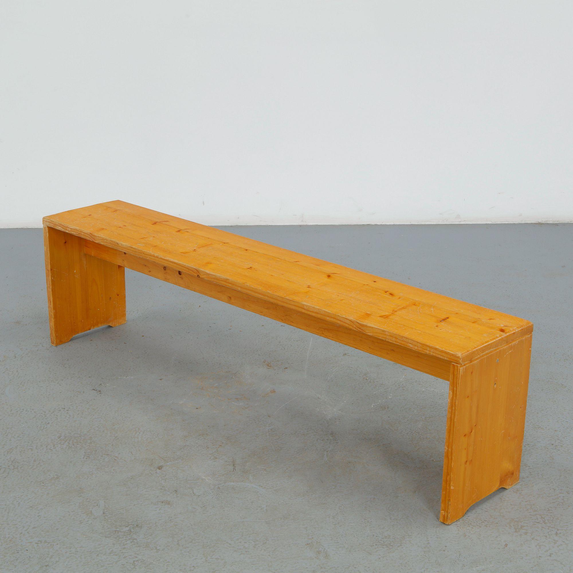 Charlotte Perriand for Les Arcs 1600, Pine Bench, 1960s