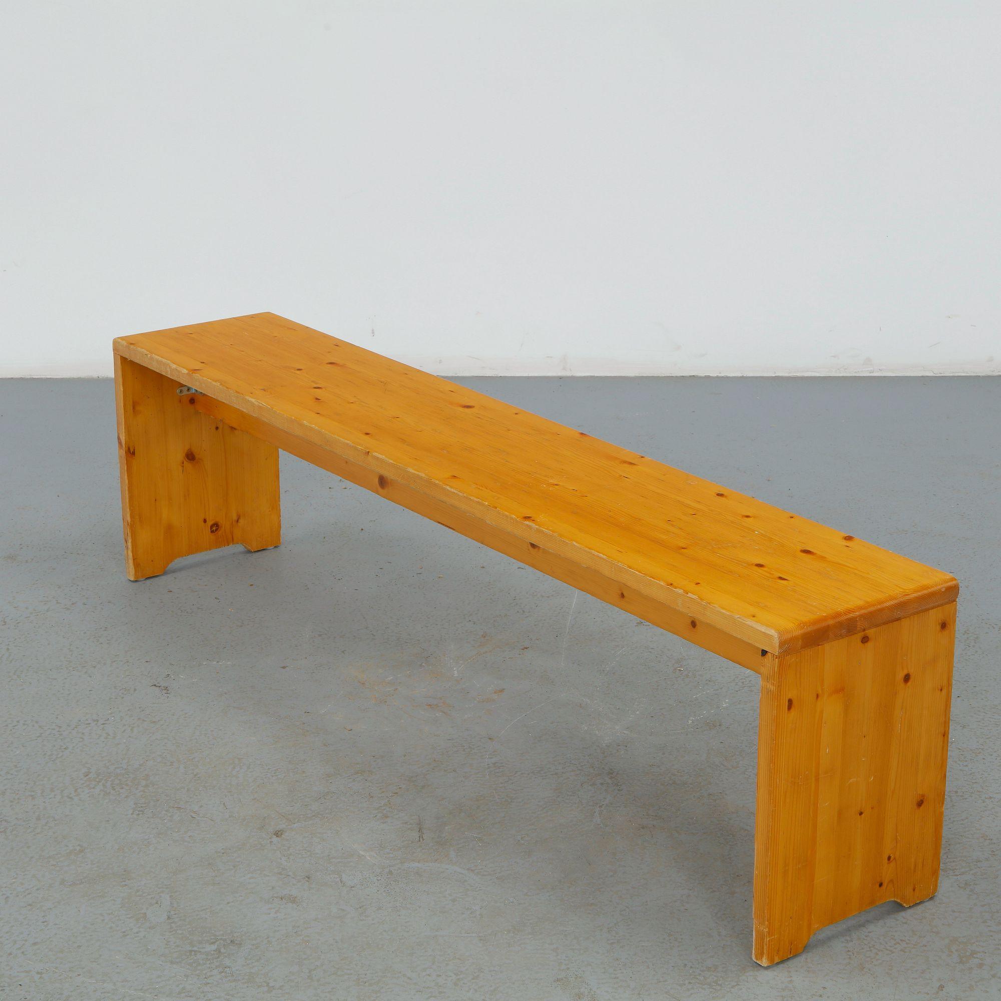 Charlotte Perriand for Les Arcs 1600, Pine Bench, 1960s