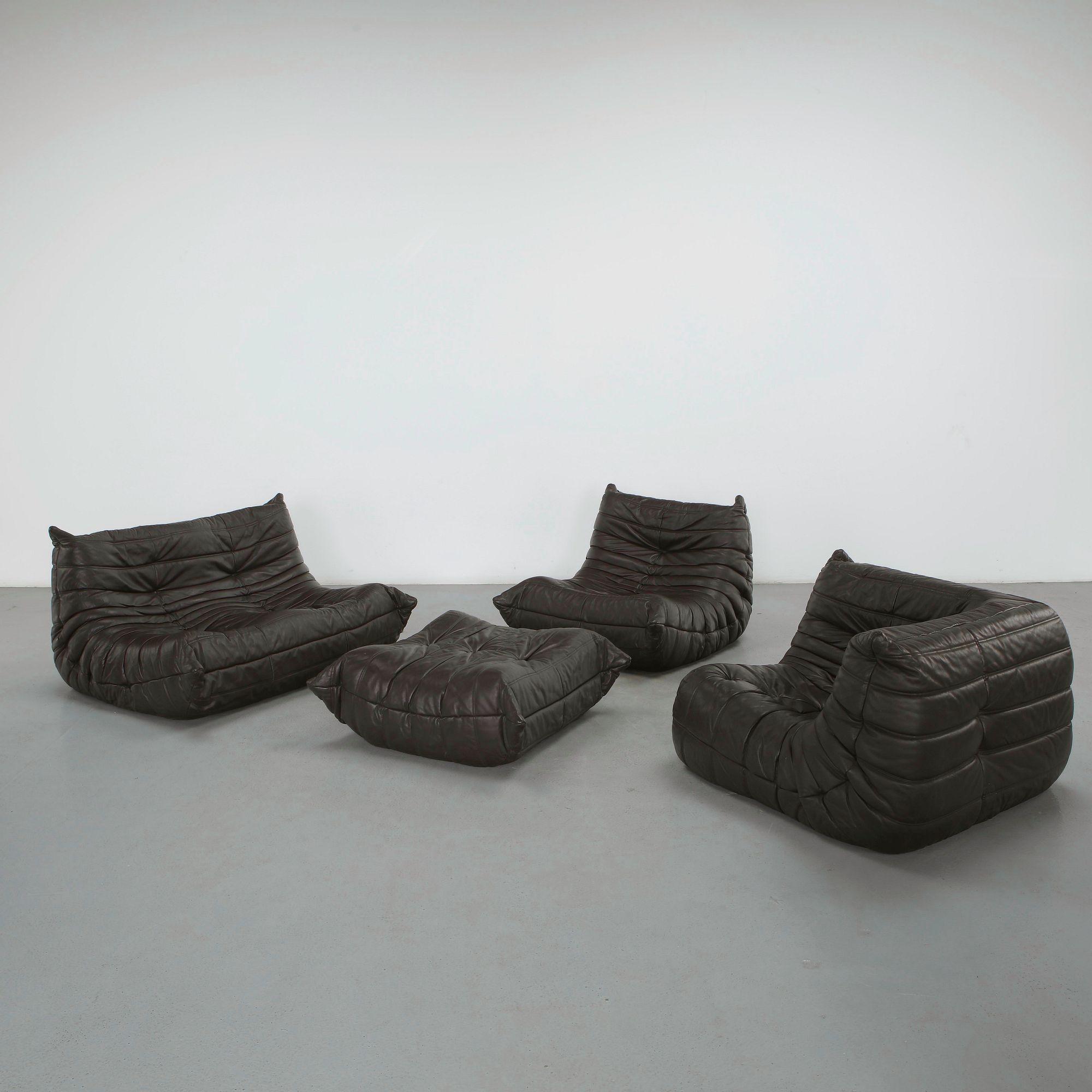 Michel Ducaroy for Ligne Roset, Dark Brown Togo Living Room, 2011
