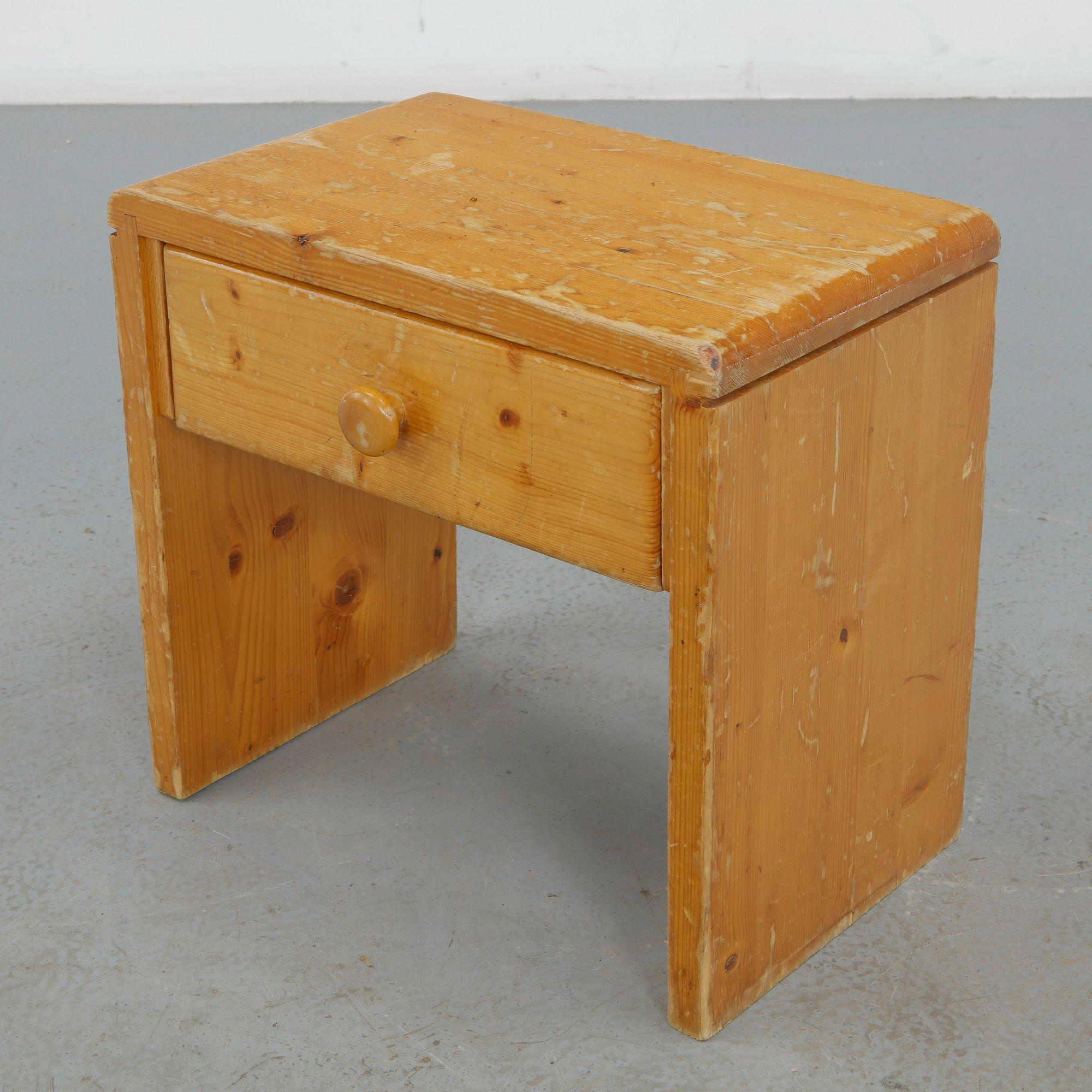 Charlotte Perriand for Les Arcs 1600, Pine Nightstand, 1960s