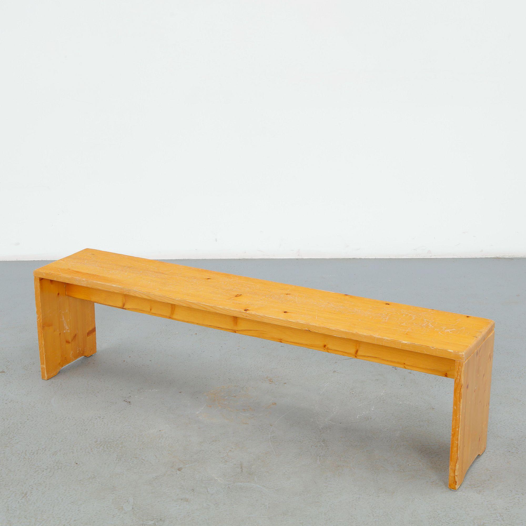 Charlotte Perriand for Les Arcs 1600, Pine Bench, 1960s