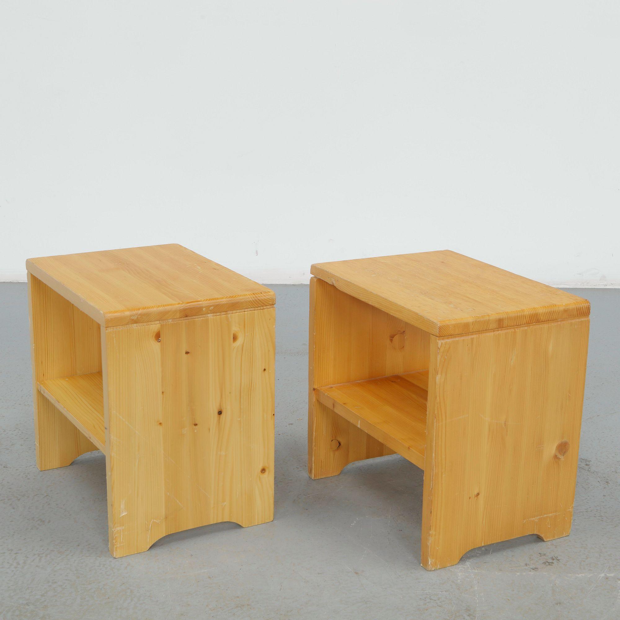 Charlotte Perriand for Les Arcs 1600, Pair of Pine Nightstands, 1960s