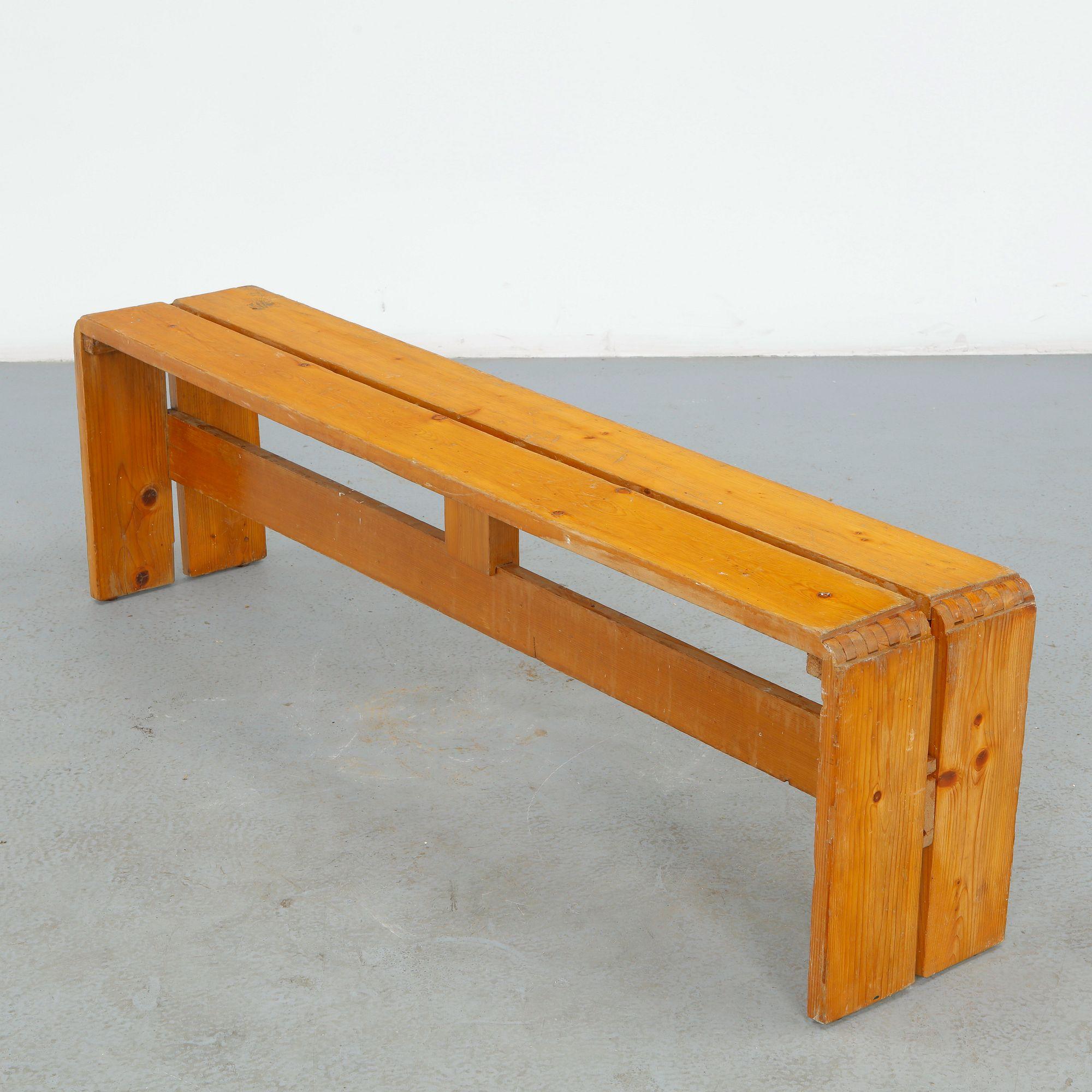 Charlotte Perriand for Les Arcs 1600, Pine Bench, 1960s