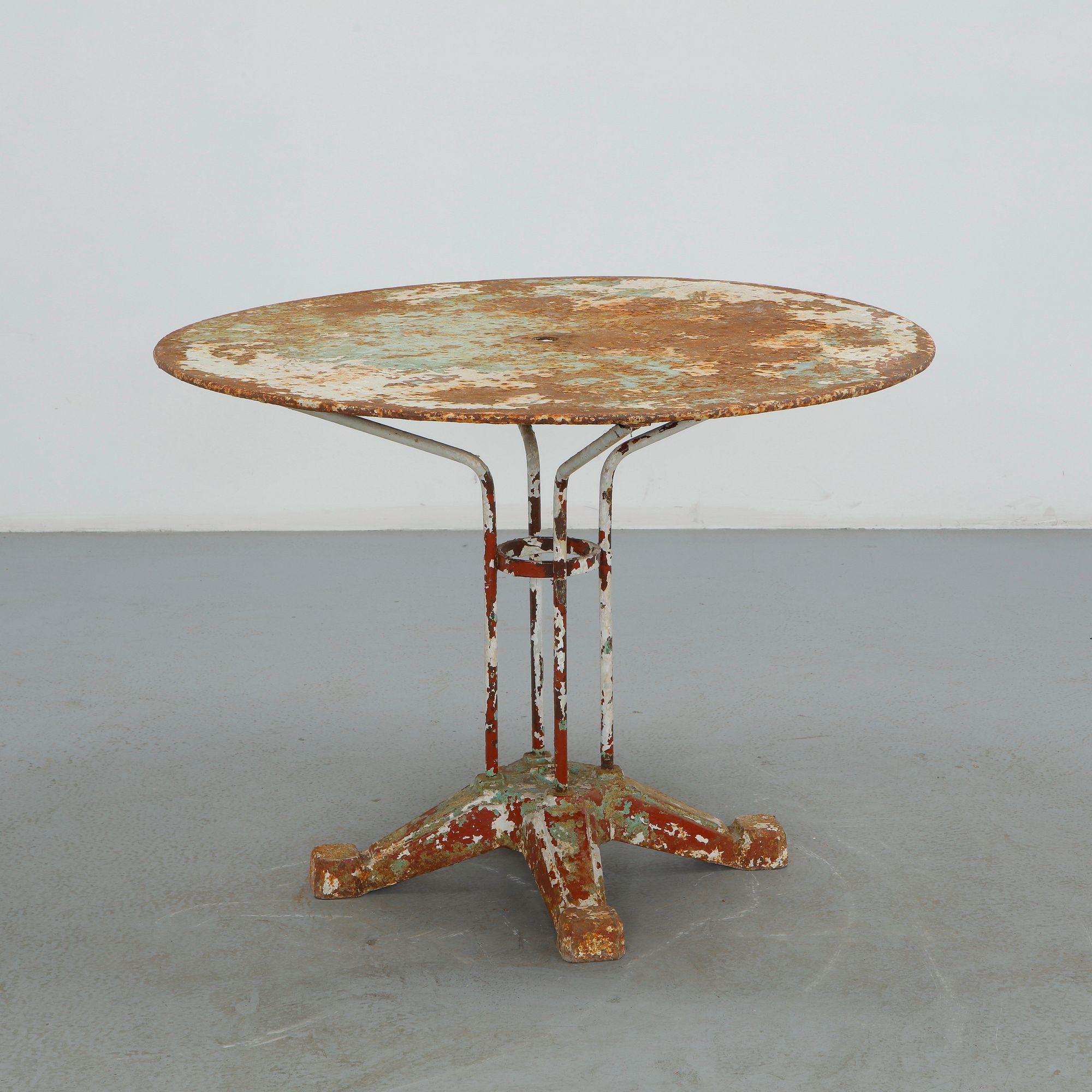 Round Parisian Metal Garden Table, 1950s
